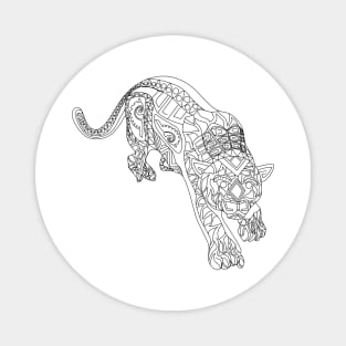 tora the tiger in ecopop totonac pattern art in line tattoo design Magnet